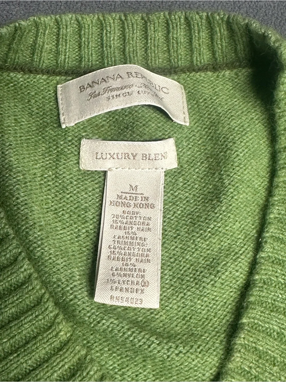 Banana Republic Bright Green V-Neck Sweater with Elbow Patches